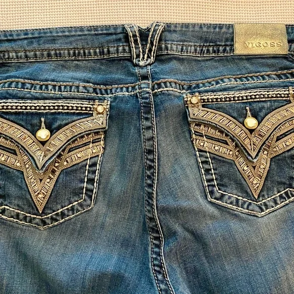 Vigoss Blue The New York Bootcut Jeans with V-Stitch Embellishments - Picture 4 of 8
